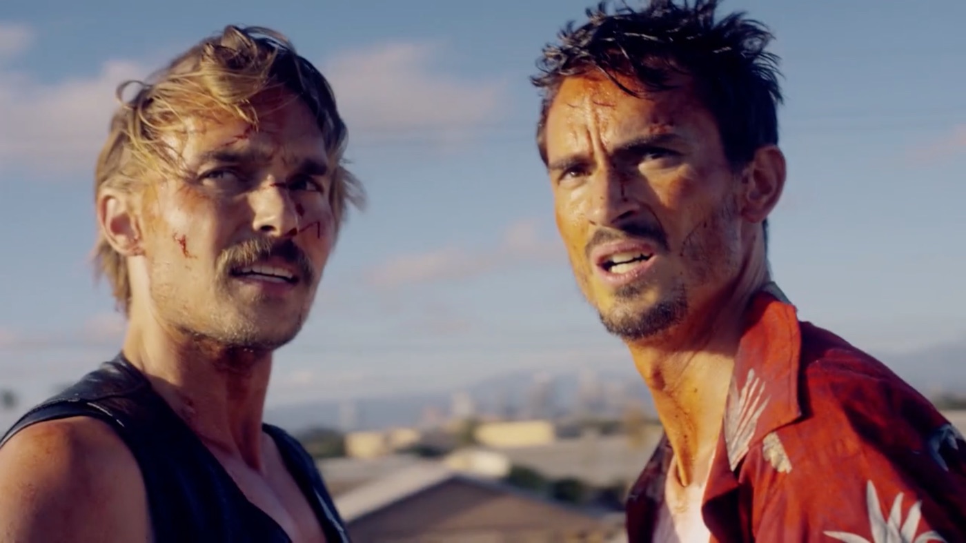 Luke Edwards and Joey Kern on a rooftop in A Beginner's Guide to Snuff