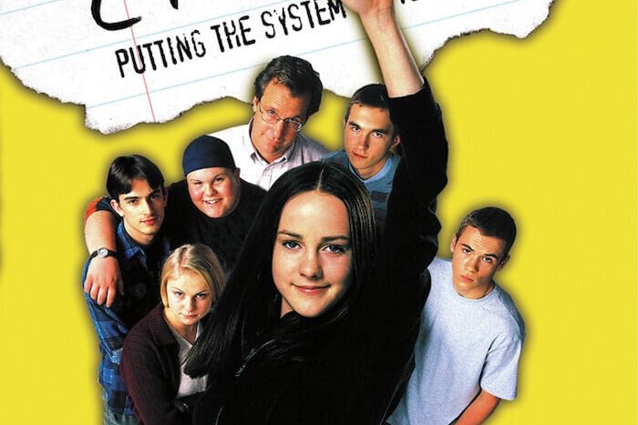 The cast of Cheaters, including Luke Edwards, with Jeff Daniels and Jena Malone