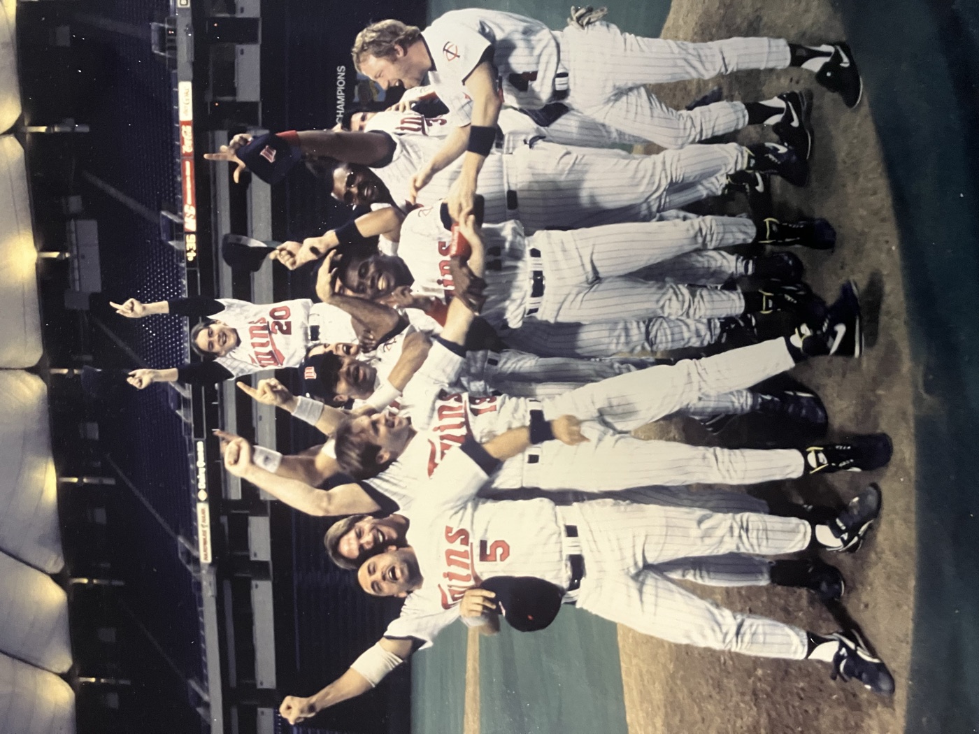 Luke Edwards celebrating with the Minnesota Twins in Little Big League